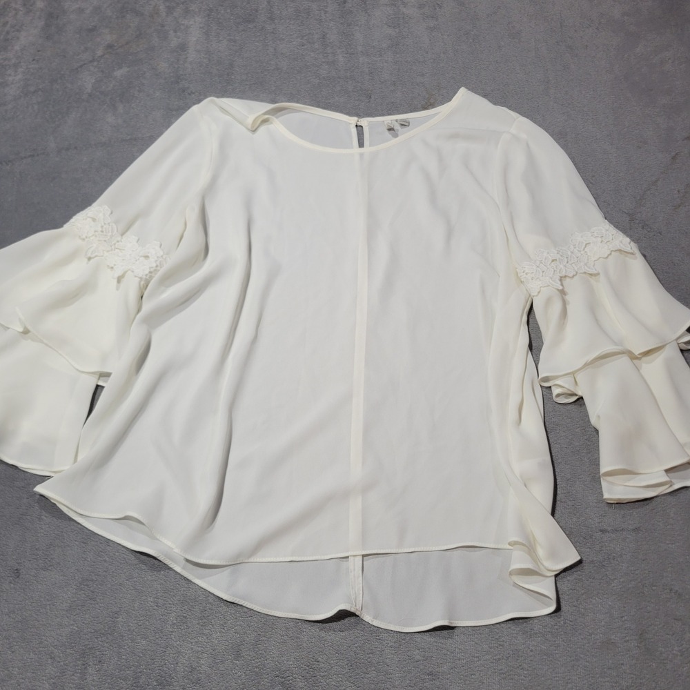 Est. 1946 Blouse Women Large White Bell Sleeve Lace Crochet Romantic Boho Top